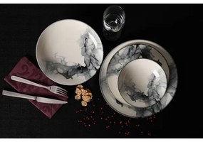 24-dielna jedálenská sada, biela/čierna, porcelán