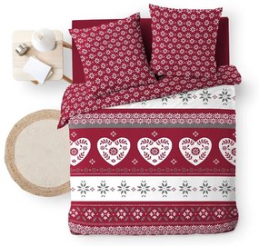 Červené predĺžené bavlnené obliečky na dvojlôžko 240x220 cm Alpage – douceur d'intérieur