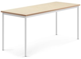 Stôl SONITUS, 1800x700x760 mm, linoleum - béžová, biela