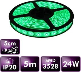 ECOLIGHT LED pásik - SMD 2835 - 5m - 60LED/m - 4,8 W/m - zelený - IP20 - s konektorom