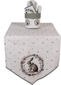 Bavlnený košík na pečivo so zajacom Natural Linen Easter - Ø 15*16 cm