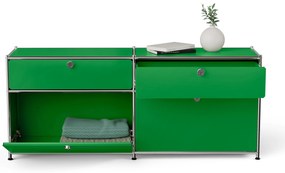 Kovová odkladacia skrinka »CN3« s výklopnými priečinkami a zásuvkami, zelená