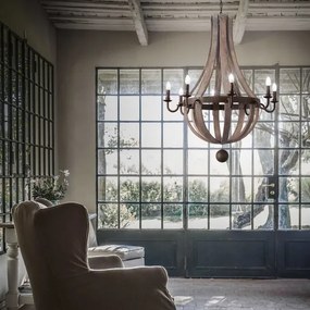 Ideal Lux - Luster na reťazi MILLENNIUM 8xE14/40W/230V pr. 92 cm breza/hnedá