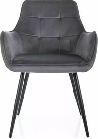 SI Citrónová zamatová stolička sivý