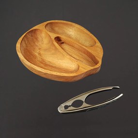 AMADEA Drevená miska v tvare orecha s luskáčikom, masívne drevo gabon, 23x28x4, 5 cm