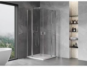 Mexen, Mexen Mist Duo výklopný sprchový kút 80 x 80 cm, priehľadný, chróm - 8A4-080-080-01-00