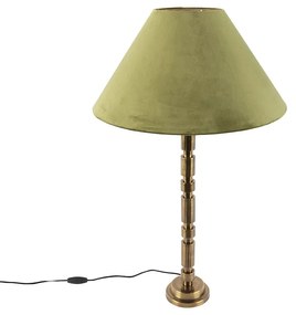 Stolová lampa v štýle art deco s velúrovým odtieňom zelenej farby 50 cm - Torre