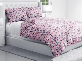Biante Bavlnené posteľné obliečky Sandra SA-330 Ružovo-fialovo-čierne trojuholníčky Jednolôžko 140x200 a 70x90 cm