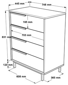 Komoda Onaferra 17 (biela + čierna). Vlastná spoľahlivá doprava až k Vám domov. 1106439
