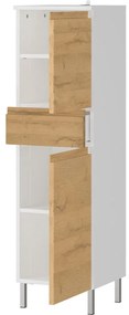 Biela vysoká kúpeľňová skrinka v dekore duba 34x120 cm Torrance - Germania