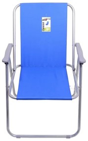 Skladacia kempingová stolička modrá/matný chróm