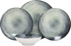 Porcelánová jedálenská súprava 24 ks Sat čierna/zelená