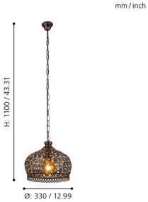 Eglo 49764 - Závesné svietidlo JADIDA 1xE27/60W