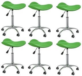 Otočné jedálenské stoličky 6 ks zelené umelá koža