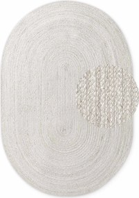 Hanse Home, Kusový koberec Jute Braided 106321 White ovál, 160x230 ovál, biela, chodba / predsieň