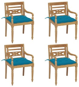Stoličky Batavia s podložkami 4 ks tíkový masív 3073314