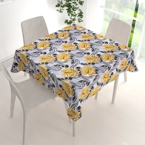 Biante Bavlnený štvorcový obrus Sandra SA-177 Okrové a sivé tropické listy 60x60 cm