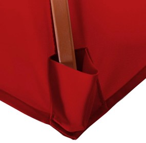 Slnečník Florida Ø 3m - polyester/drevo - červená