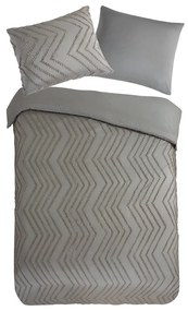 Sivo-hnedé predĺžené obliečky na jednolôžko z mikrovlákna 140x220 cm Pure Zigzag – Good Morning