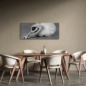 Obraz - Baletka, čiernobiela (120x50 cm)