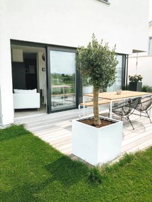 Kvetináč BLOCK, sklolaminát, 60x60x60 cm, biely mat