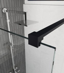 Erga Paris, sprchová zástena Walk-In 130x200 cm, 8mm šedé sklo, čierny profil, ERG-V02-PARIS-130x200-GR-BK