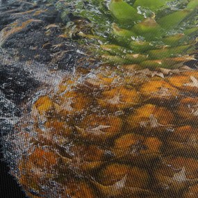 Obraz ananásu vo vode (s hodinami) (90x30 cm)