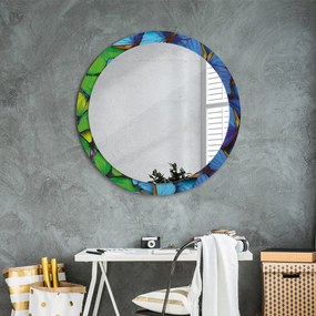 Okrúhle ozdobné zrkadlo Modrý a zelený motýľ fi 90 cm
