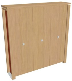 Vysoká šatníková skriňa Verno+ S 200 x 46 x 210 cm, dub svetlý / oranžová