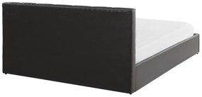 Posteľ z umelej kože s úložným priestorom 160 x 200 cm sivá DREUX Beliani