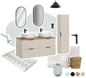 Závěsná skříňka Adele Cashmere s deskou 60 cm kašmírová/dub evoke