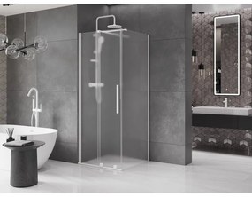 Mexen Velar, sprchový kút s posuvnými dverami 110 x 110 cm, 8mm sklo námraza, biela matná, 871-110-110-31-20