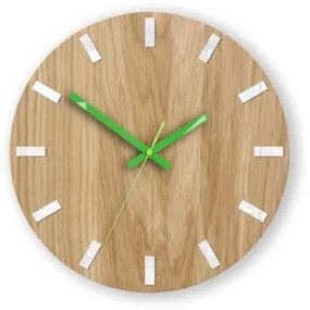 Sammer Nástenné dubové hodiny SIMPLE - biela/zelená 33 cm SimpleWoodWhiteGreen