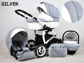 Detský kočík Rafpol White Lux - Silver (2-kombinácia)