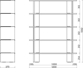 Žltá kovová knižnica 120x156x37 cm Hes – noo.ma