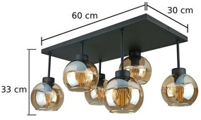 Prisadený luster NESSA 6xE27/60W/230V čierna/dymová béžová