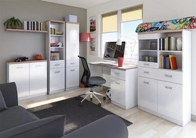 Trojdverová komoda Topty Typ 7 3D2S - biela / dub sonoma