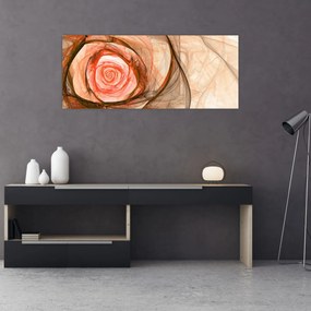 Obraz - Abstraktné ruže ružová s bielym pozadím (120x50 cm)