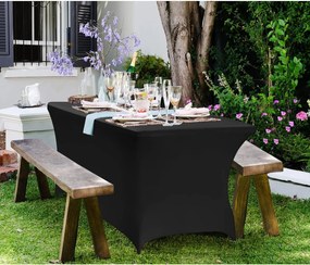 MultiGarden Viacúčelový elastický poťah na cateringový stôl 240 cm - čierna MultiGarden