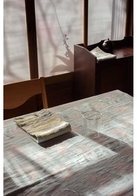 Ľanová deka / obrus Kesäkukka 145x260, tyrkysovo-ružová