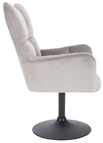 LuxuryForm DESIGN Kreslo AURORA VELUR na čiernom tanieri - svetlo šedé