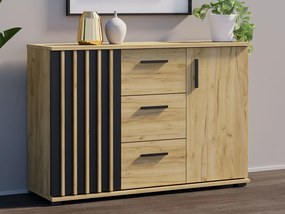 Komoda 120 cm dub craft so zásuvkami a úchytkami