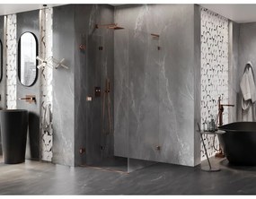 Mexen Lunar-F L, 1-krídlový sprchový kút so skladacími dverami, ľavý, 70 x 70 cm, 8mm číre sklo, ružové zlato profil, 836L-070-070-60-00-L