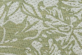 Koberec SISAL SION Listy, tropický 22128 ploché tkanie ecru / zelená Veľkosť: 180x270 cm