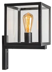 Priemyselná štvorcová vonkajšia nástenná lampa čierna IP23 - Rotterdam