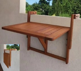 Stôl na balkón zaklápací 60x45cm IDA, na zábradlie, drevo