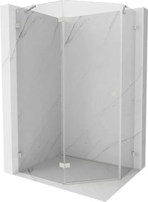Mexen Lunar, päťuholníkový sprchový kút naklápací doľava 100 x 80 cm, 8mm číre sklo, oceľový profil, 831-100L-080P-97-00-L