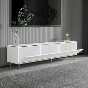 Imaj Biely mramorový a zlatý TV stolík