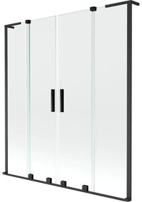 Mexen Velar L Duo, 2-krídlová posuvná vaňová zástena 150 x 150 cm, 8mm číre sklo, čierna matná, 896-150-003-02-70