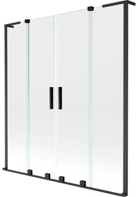Mexen Velar L Duo, 2-krídlová posuvná vaňová zástena 150 x 150 cm, 8mm číre sklo, čierna matná, 896-150-003-02-70